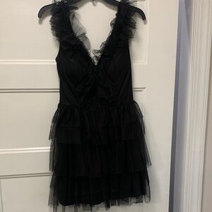Camille La Vie Black Ruffled Mini Dress